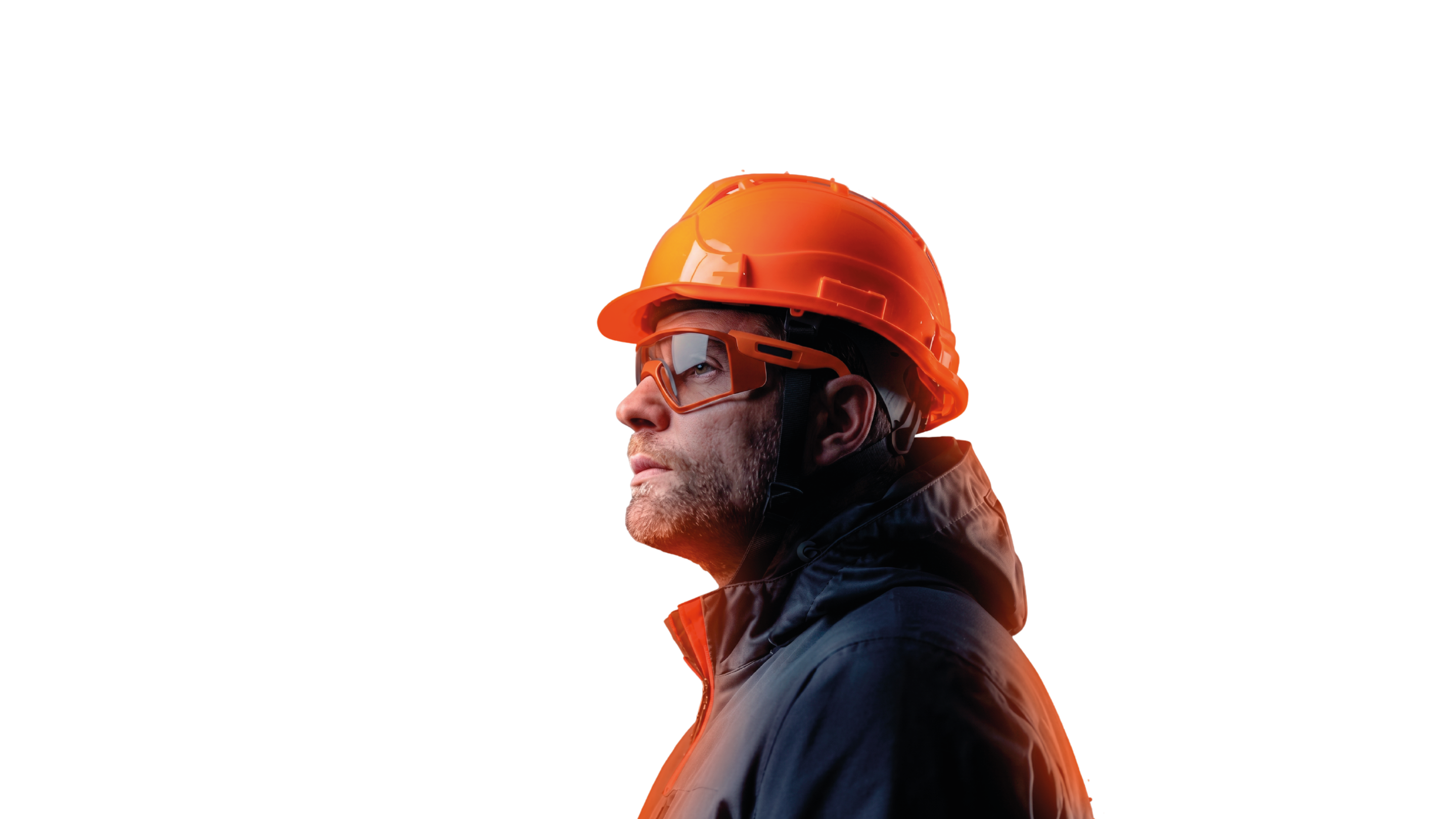 Profissional da construção civil olhando para o futuro